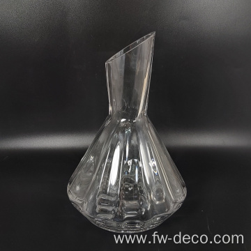 hand blown transparent slanted mouth wine glass decanter